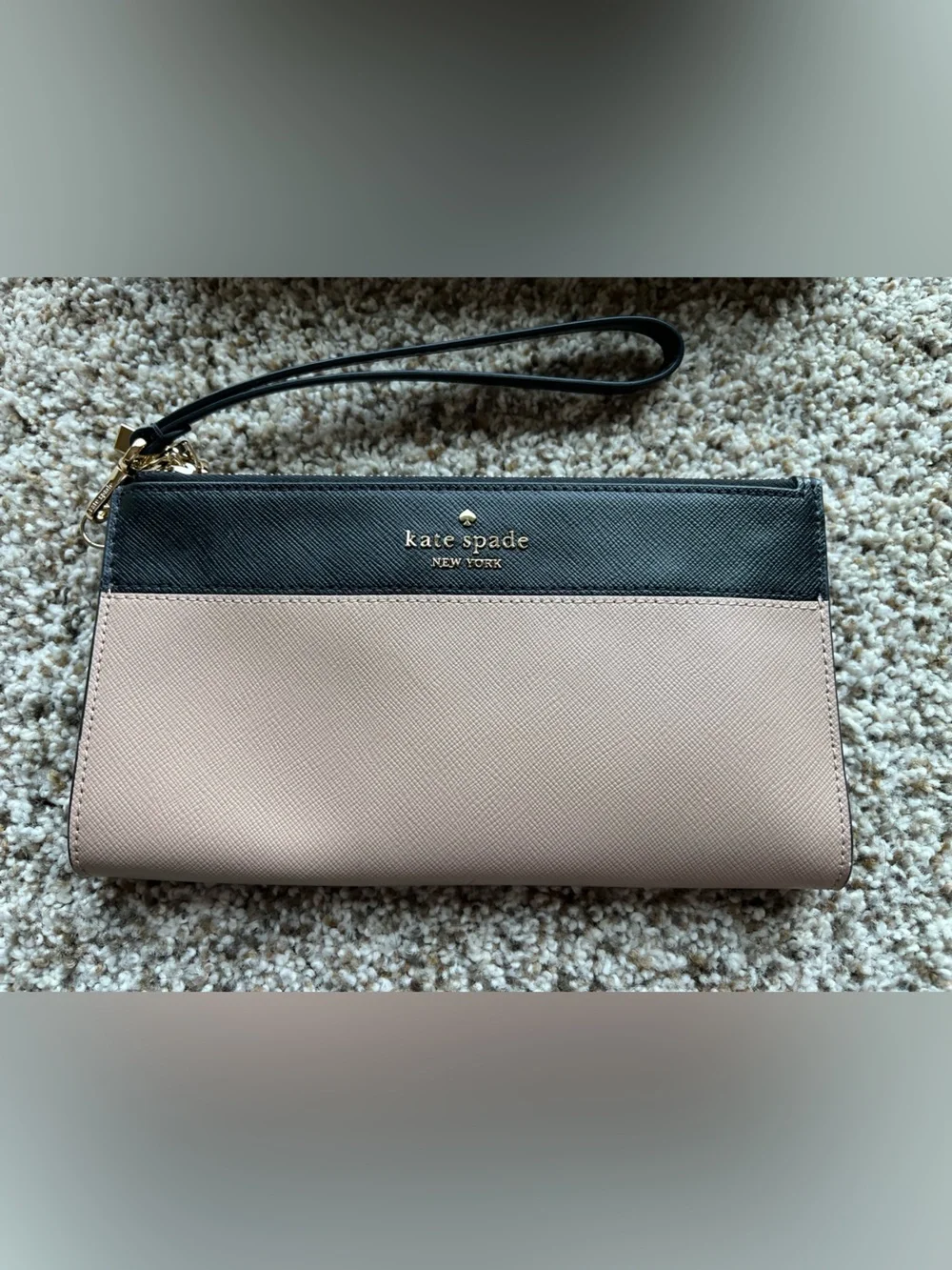 kate spade tan and Black Two-Tone Wristlet with card wallet.